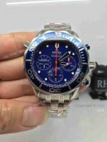 Copy Swiss Omega Seamaster Chronograph Watch SS Blue Dial